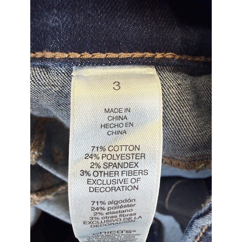 Chico's Perfect Stretch Girlfriend Slim Leg Ankle Jeans Sz 3 Dark Wash 16 - Picture 7 of 10